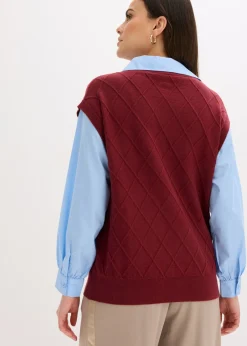 Jersey sin mangas con inserto de blusa y contenido de algodón