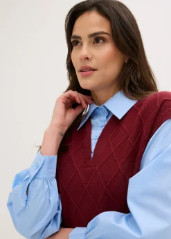 Jersey sin mangas con inserto de blusa y contenido de algodón