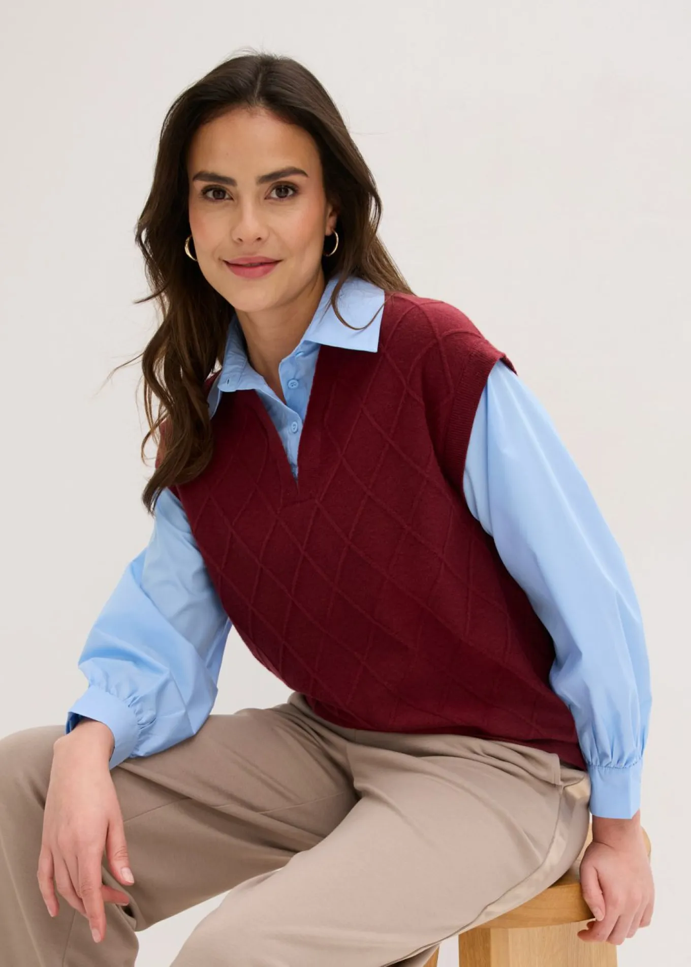 Jersey sin mangas con inserto de blusa y contenido de algodón