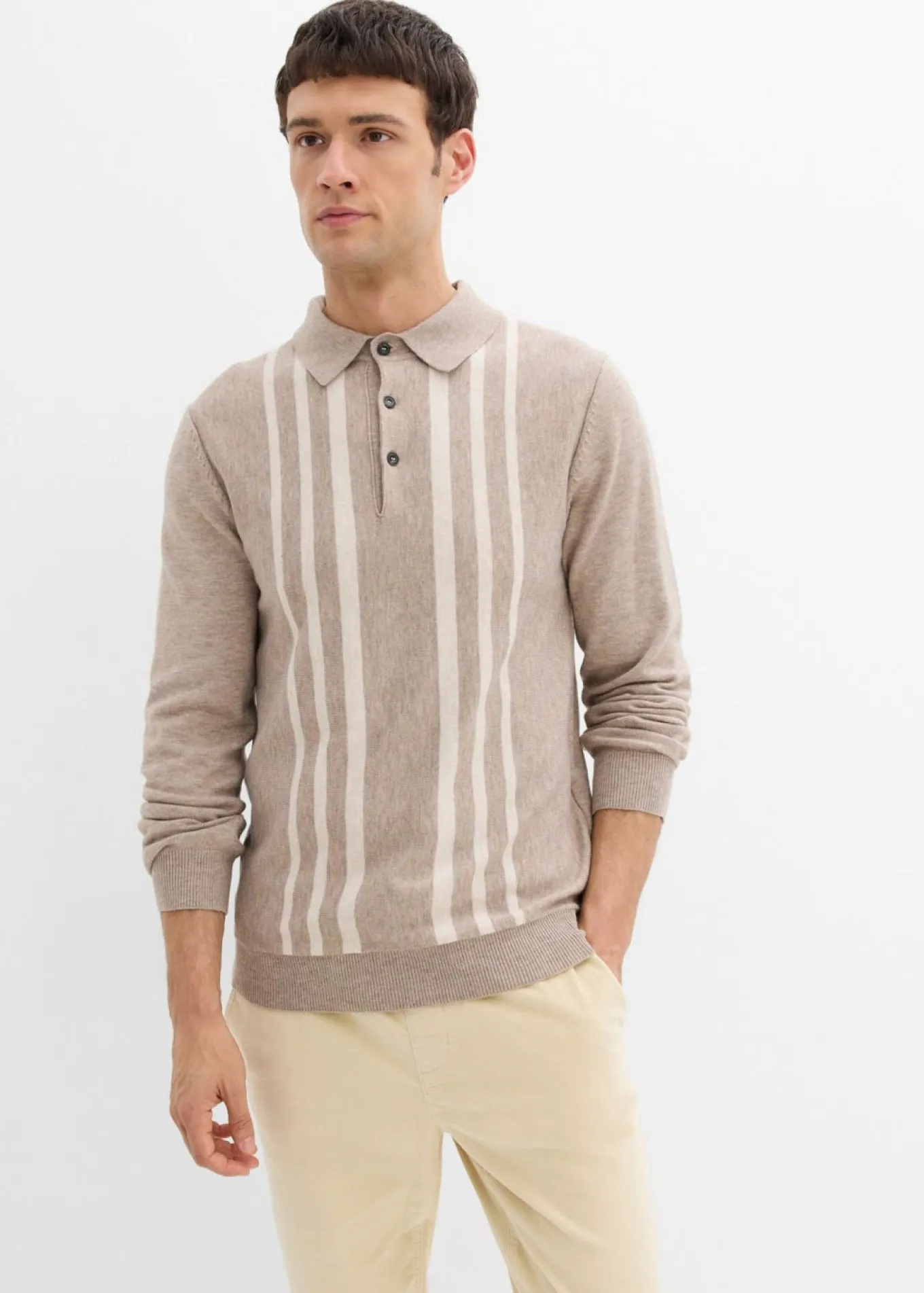 Jersey tipo polo de punto fino con corte ajustado