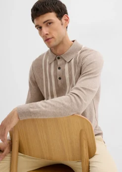 Jersey tipo polo de punto fino con corte ajustado