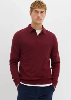 Jersey tipo polo de punto fino con lana merina de calidad con corte ajustado