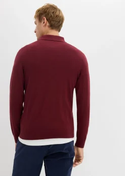 Jersey tipo polo de punto fino con lana merina de calidad con corte ajustado