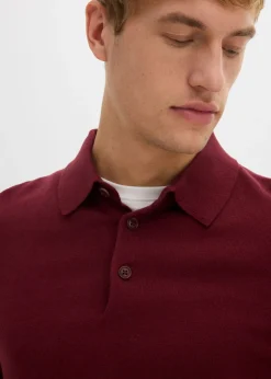 Jersey tipo polo de punto fino con lana merina de calidad con corte ajustado