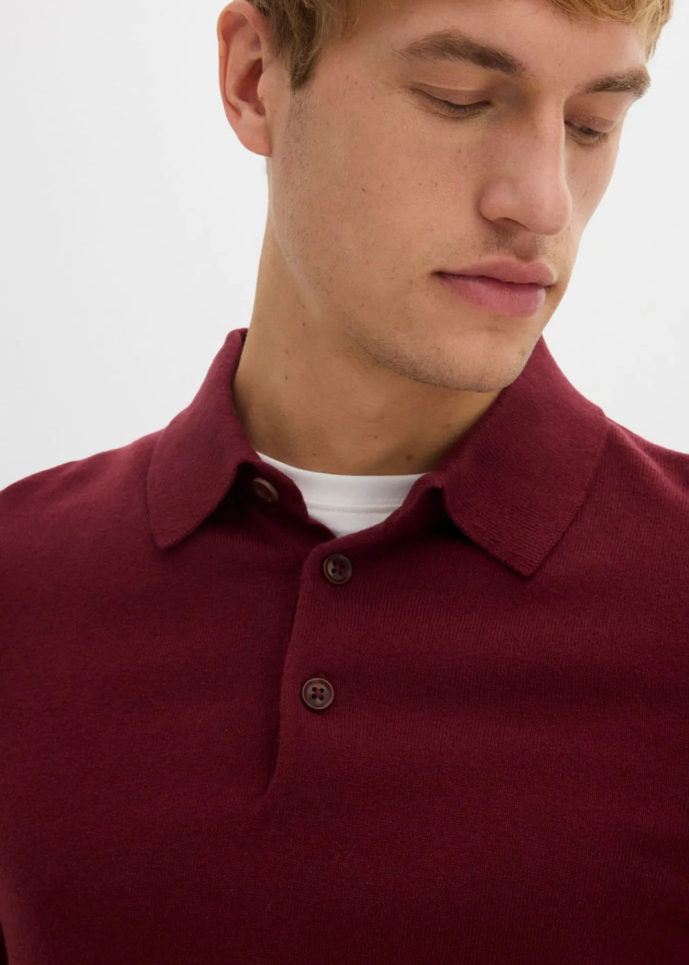 Jersey tipo polo de punto fino con lana merina de calidad con corte ajustado