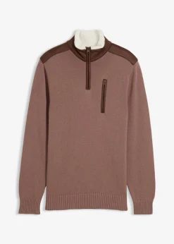 Jersey tipo troyer de punto grueso con ribete de malla