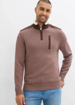 Jersey tipo troyer de punto grueso con ribete de malla