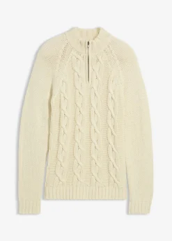 Jersey troyer de punto grueso con diseño trenzado, en suave mezcla de algodón