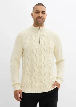 Jersey troyer de punto grueso con diseño trenzado, en suave mezcla de algodón