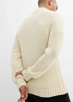 Jersey troyer de punto grueso con diseño trenzado, en suave mezcla de algodón