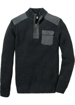 Jersey troyer de punto grueso con inserto de malla