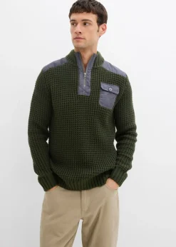 Jersey troyer de punto grueso con inserto de malla