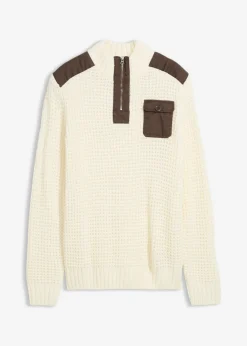 Jersey troyer de punto grueso con inserto de malla