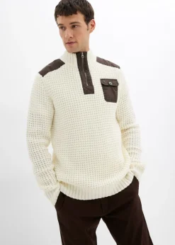 Jersey troyer de punto grueso con inserto de malla