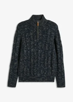 Jersey troyer jaspeado con patrón trenzado