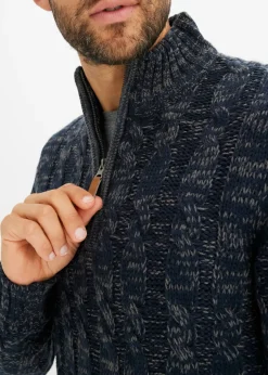 Jersey troyer jaspeado con patrón trenzado