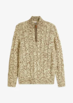 Jersey troyer jaspeado con patrón trenzado