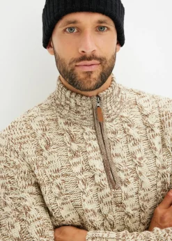 Jersey troyer jaspeado con patrón trenzado