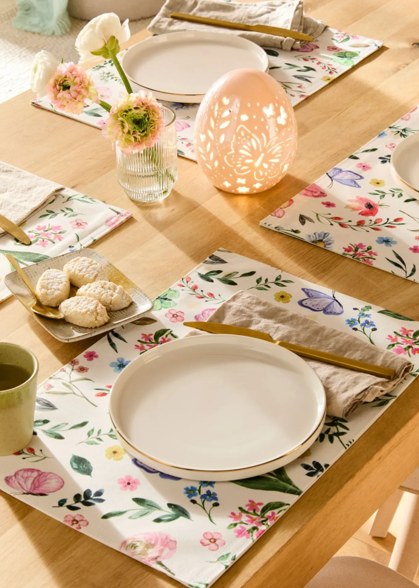 Juego de manteles con estampado de flores (4 unidades)