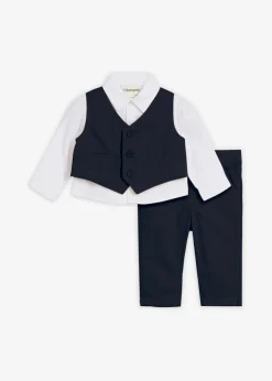 Juego de trajes con camisa, chaleco y pantalones de algodón puro (3 piezas)
