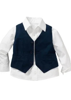 Juego de trajes con camisa, chaleco y pantalones de algodón puro (3 piezas)