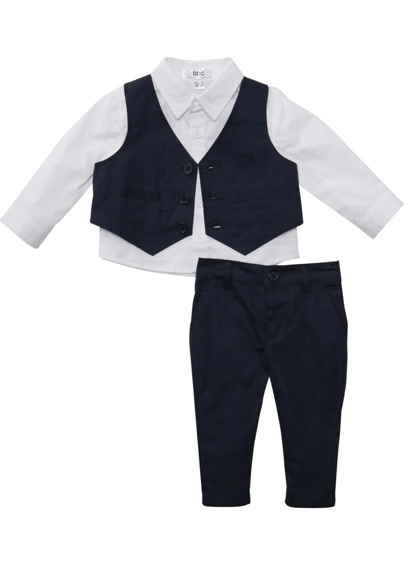 Juego de trajes con camisa, chaleco y pantalones de algodón puro (3 piezas)