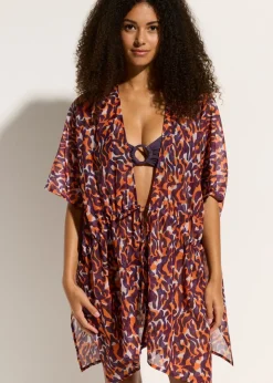 Kimono de playa con detalle de cordón