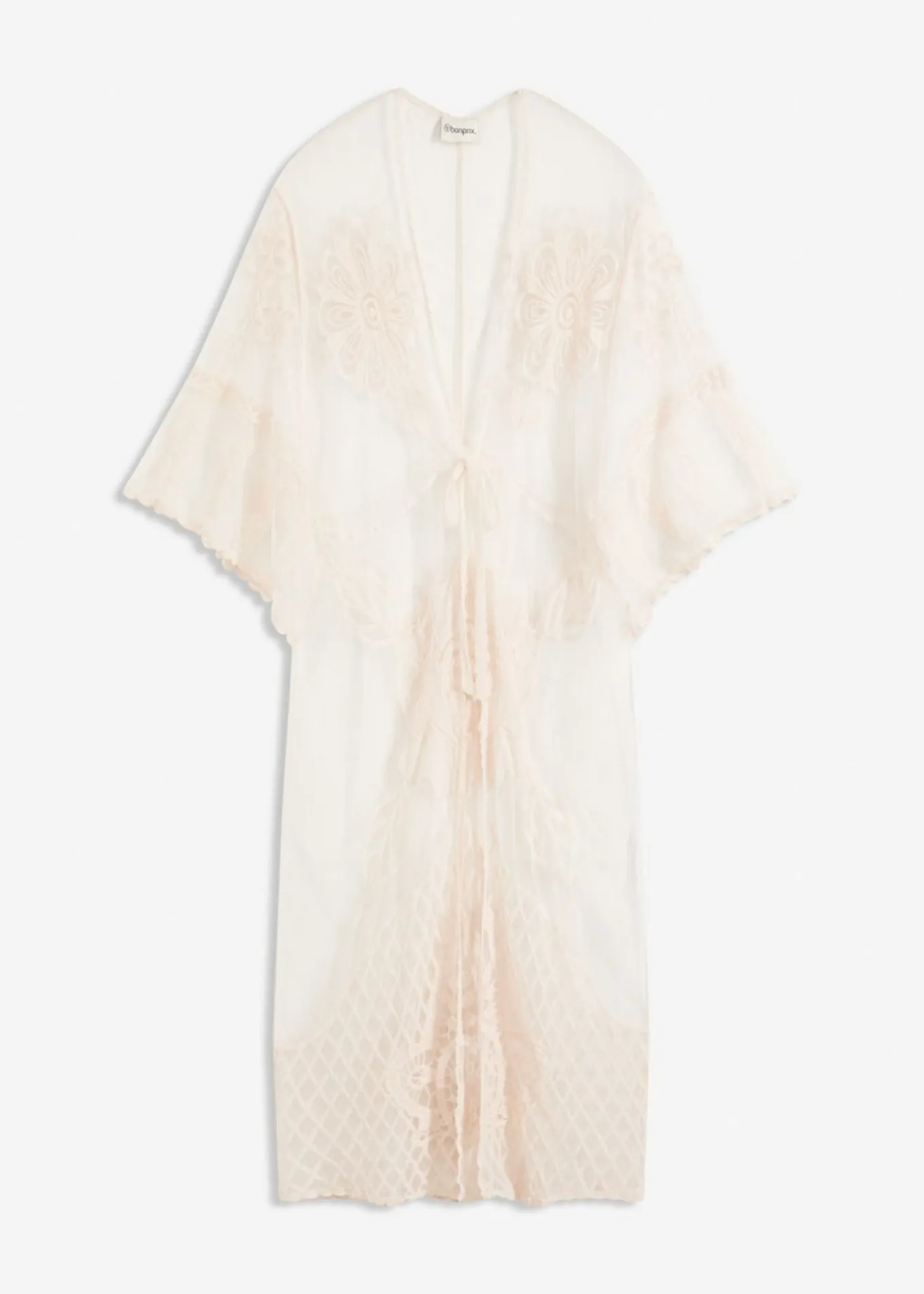 Kimono de playa transparente con encaje