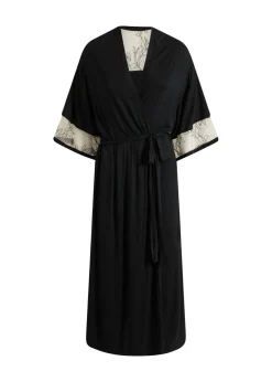 Kimono largo de viscosa con bordado