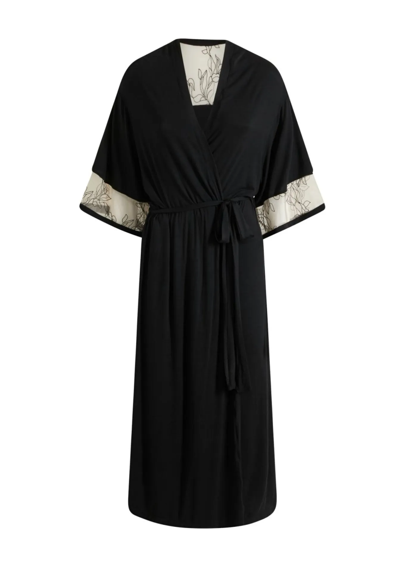 Kimono largo de viscosa con bordado