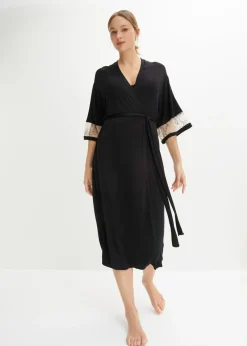 Kimono largo de viscosa con bordado