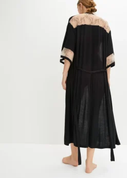 Kimono largo de viscosa con bordado