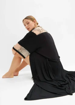 Kimono largo de viscosa con bordado