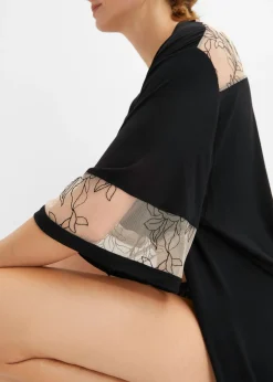 Kimono largo de viscosa con bordado