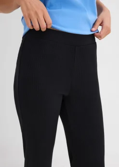 Leggings acortados de canalé de mezcla de viscosa
