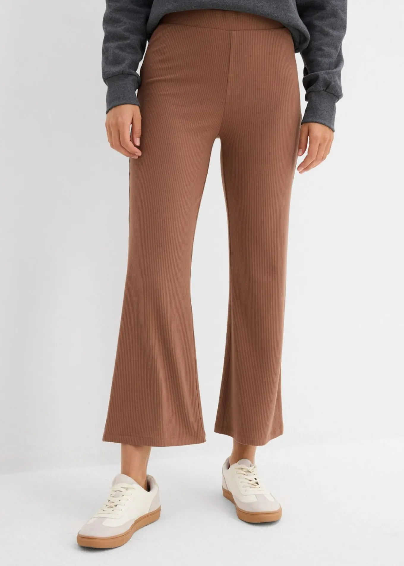 Leggings acortados de canalé de mezcla de viscosa