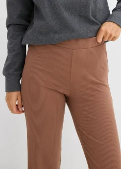Leggings acortados de canalé de mezcla de viscosa