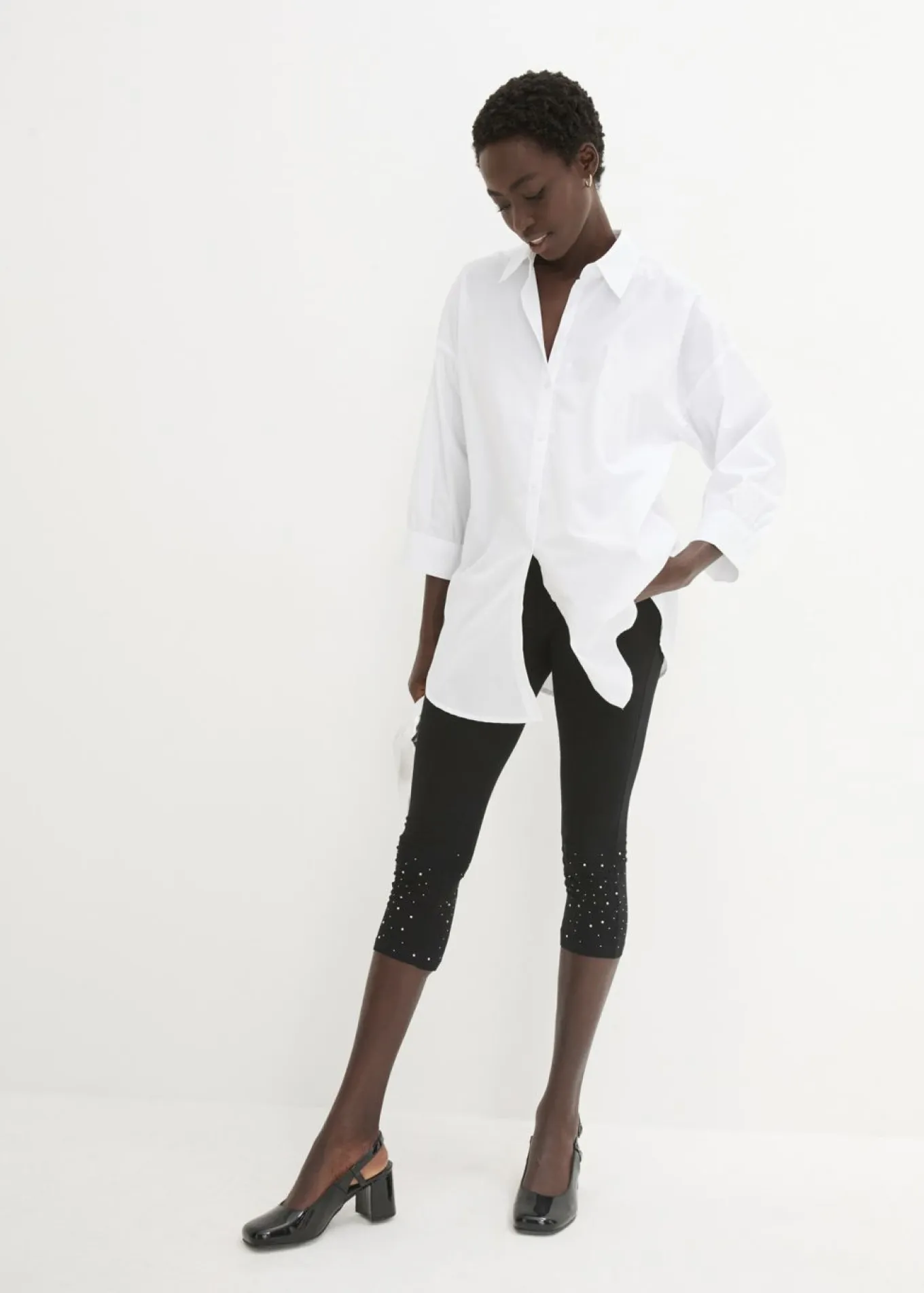 Leggings capri de mezcla de algodón