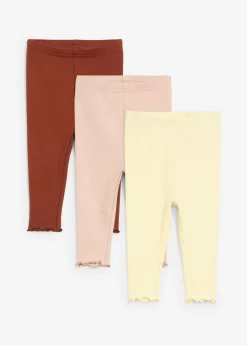 Leggings de canalé de algodón orgánico con volantes (3 unidades)