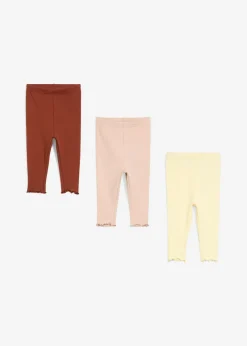 Leggings de canalé de algodón orgánico con volantes (3 unidades)