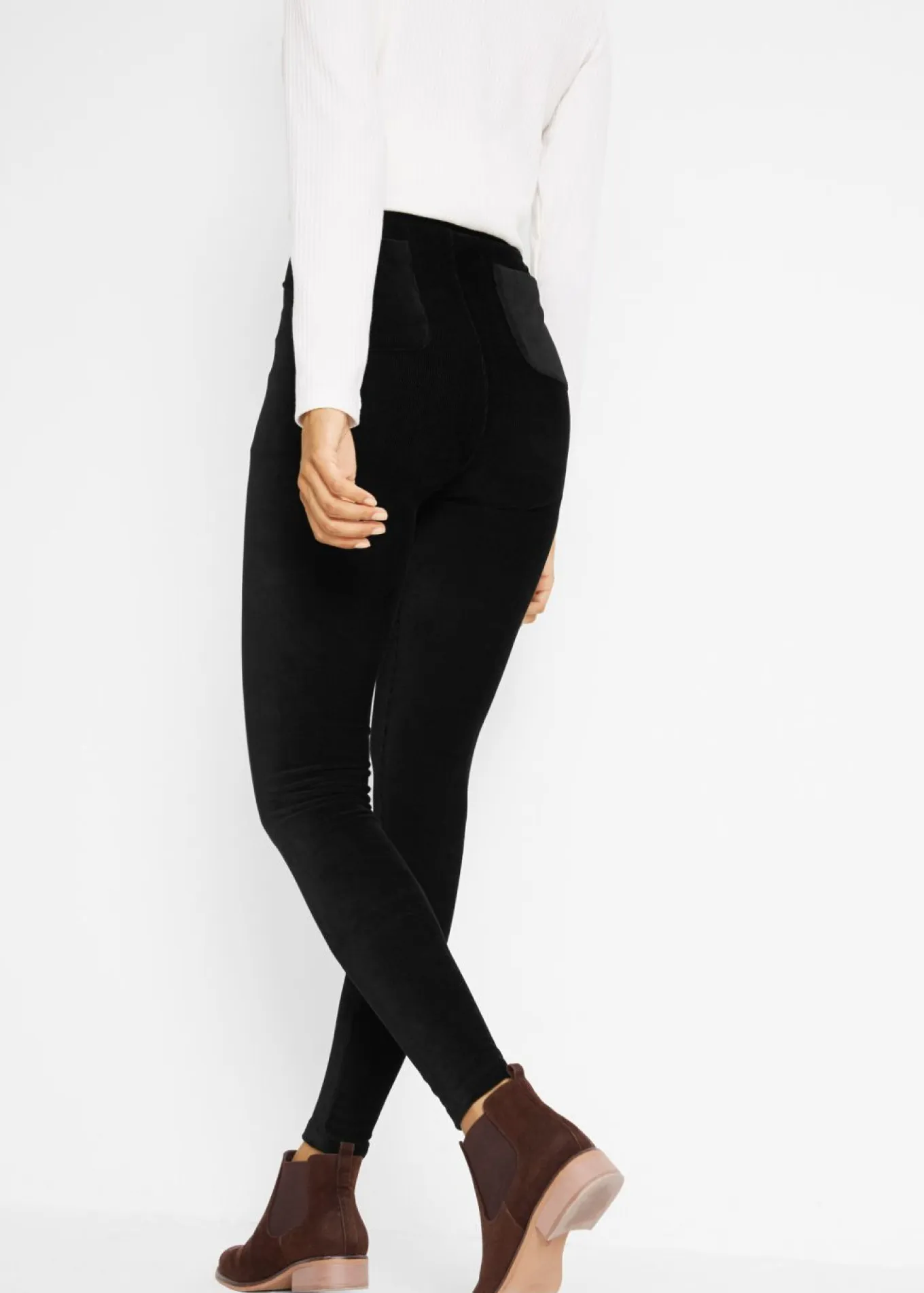 Leggings de pana fina con cintura ancha y cómoda