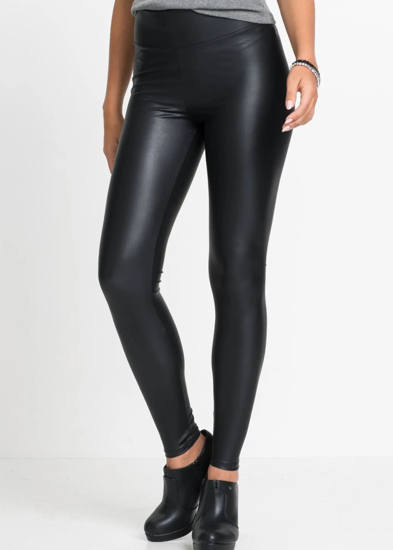 Leggings de piel sintética con revestimiento