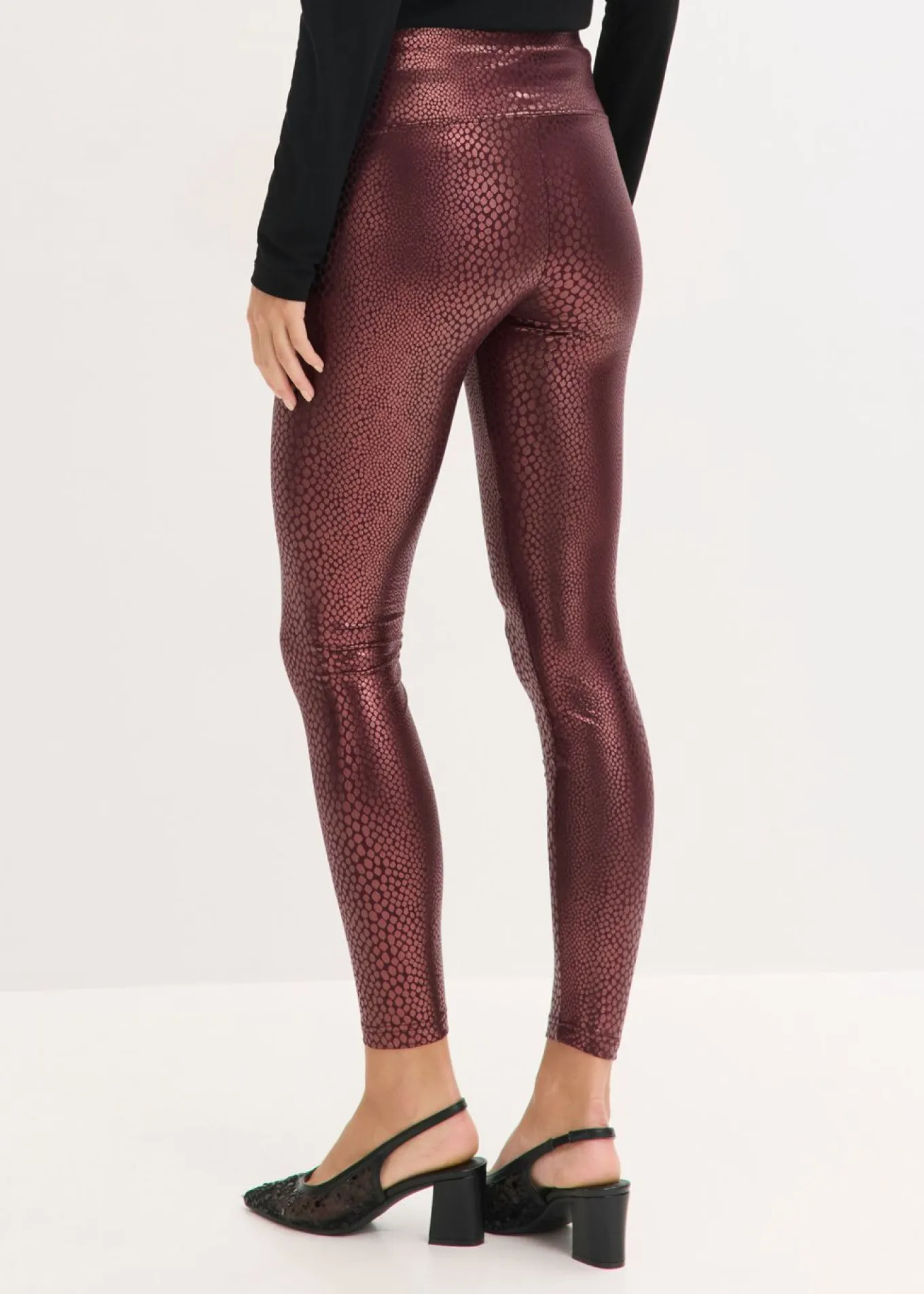 Leggings de piel sintética con alto brillo