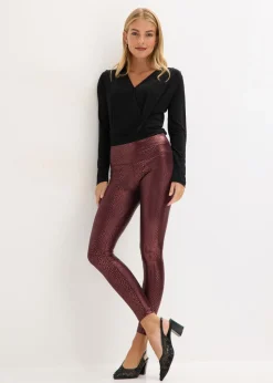 Leggings de piel sintética con alto brillo
