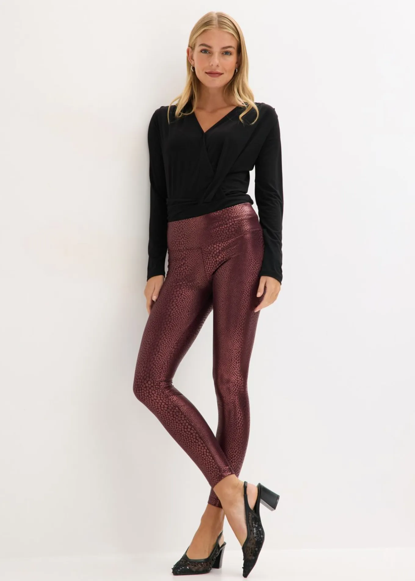 Leggings de piel sintética con alto brillo