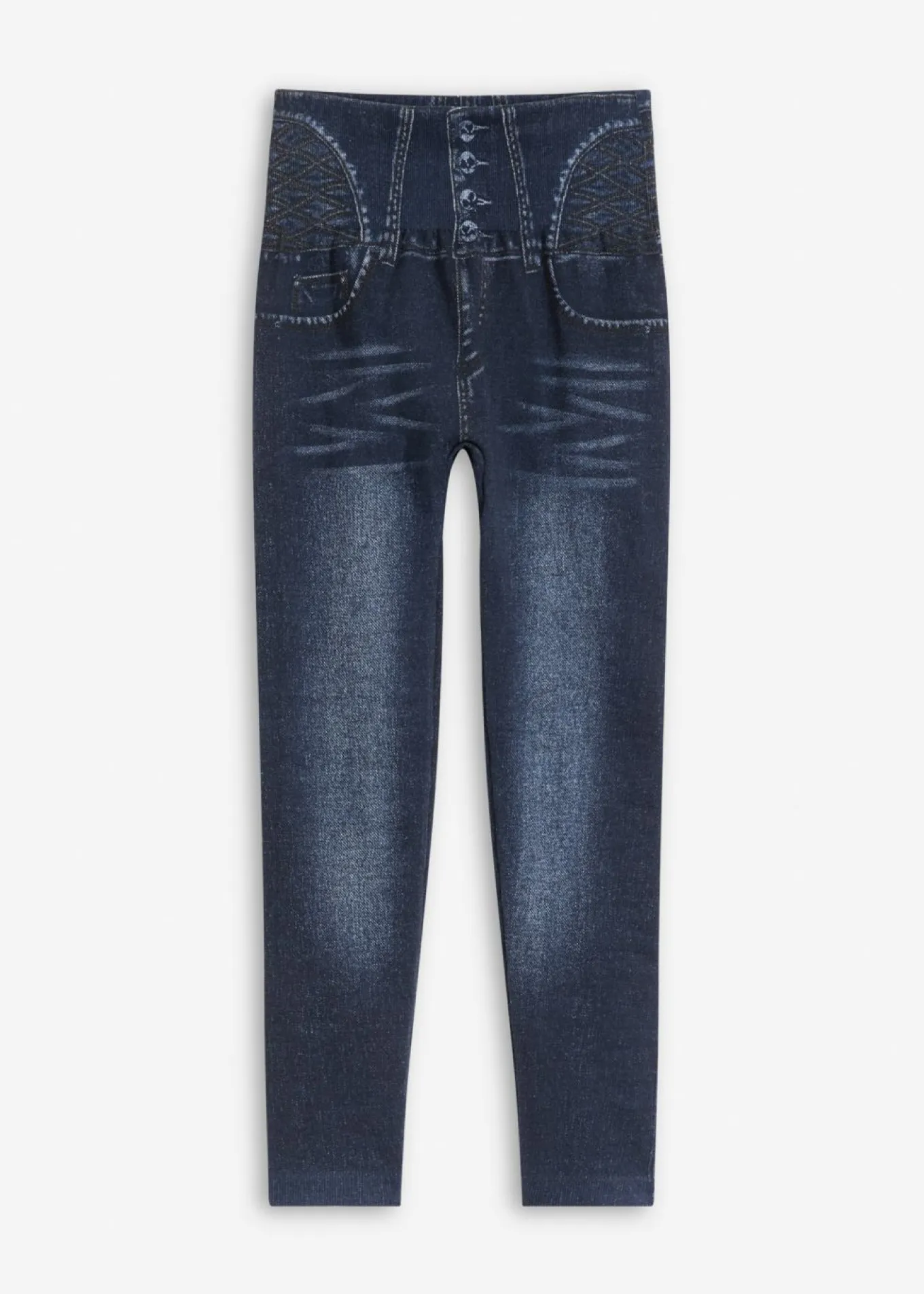 Leggings tipo medias, moldeadores, en look vaquero