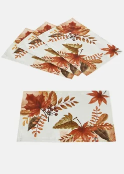 Manteles individuales con estampado de hojas (4 unidades)
