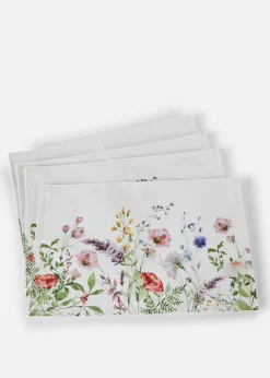 Manteles individuales con estampado de flores (4 unidades)
