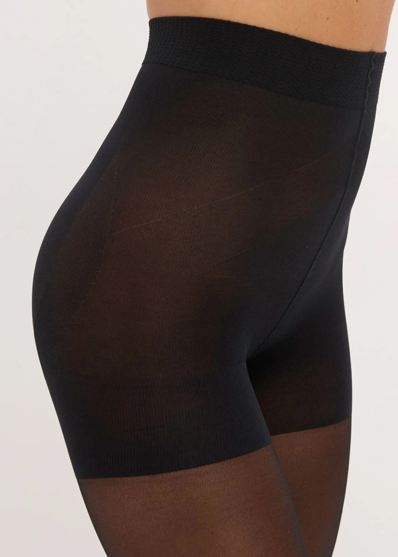 Medias opacas con efecto push up + Belly Control + cintura cómoda + compresión, 50 DEN