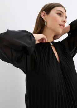 Minivestido de gasa fina con plisado